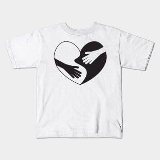 Black White Heart and Hands Kids T-Shirt